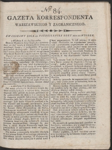 Gazeta Korrespondenta Warszawskiego i Zagranicznego. R. 1800 Nr 84