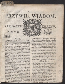 Uprzywilejowane wiadomości z cudzych kraj&oacute;w. R. 1730 Nr 1