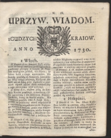 Uprzywilejowane wiadomości z cudzych kraj&oacute;w. R. 1730 Nr 9