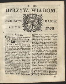 Uprzywilejowane wiadomości z cudzych kraj&oacute;w. R. 1730 Nr 22