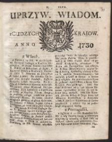 Uprzywilejowane wiadomości z cudzych kraj&oacute;w. R. 1730 Nr 47