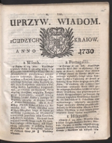 Uprzywilejowane wiadomości z cudzych kraj&oacute;w. R. 1730 Nr 53