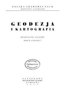 Geodezja i Kartografia : kwartalnik naukowy, T. 4, 1955, z. 1