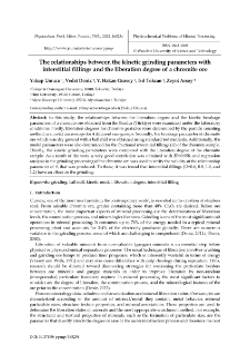 The relationships between the kinetic grinding parameters with interstitial fillings and the liberation degree of a chromite ore