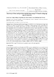 Recovery of base and precious metals from scrap TV boards using zig-zag air separator