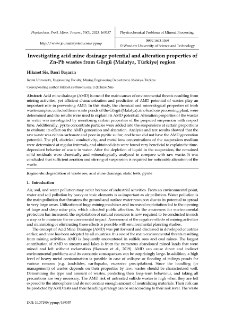 Investigating acid mine drainage potential and alteration properties of Zn-Pb wastes from G&ouml;rg&uuml; (Malatya, T&uuml;rkiye) region