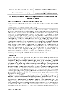 An investigation into using benzohydroxamic acid as a collector for sulfide minerals