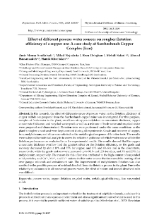 Effect of different process water sources on rougher flotation efficiency of a copper ore : A case study at Sarcheshmeh Copper Complex (Iran)