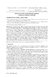 Removal of silver from chloride solutions using new polymer materials