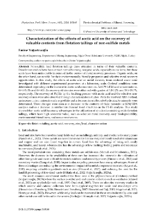 Characterization of the effects of acetic acid on the recovery of valuable contents from flotation tailings of non-sulfide metals