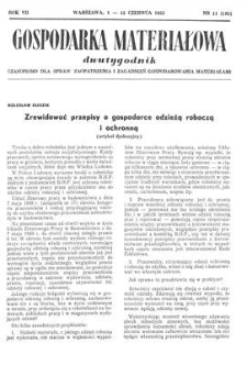 Gospodarka Materiałowa : dwutygodnik : czasopismo dla spraw zaopatrzenia i zagadnień gospodarowania materiałami, Rok VII, 1-15 czerwca 1955, nr 11 (105)