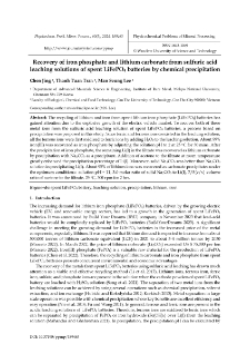Recovery of iron phosphate and lithium carbonate from sulfuric acid leaching solutions of spent LiFePO4 batteries by chemical precipitation