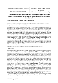 A hydrometallurgical process for the recovery of copper metal and nickel hydroxide from the aqua regia leaching solutions of printed circuit boards