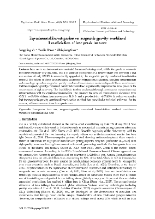 Experimental investigation on magnetic-gravity combined beneficiation of low-grade iron ore