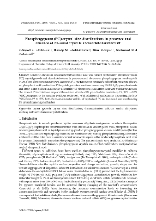 Phosphogypsum (PG) crystal size distributions in presence and absence of PG seed crystals and sorbitol surfactant