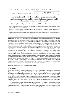 Investigation of the effects of coal properties, environmental conditions, and costs on coal drying method selection using multicriteria decision-making method (AHP)