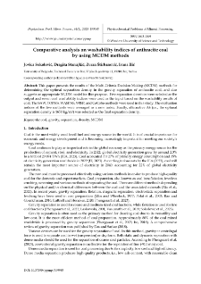 Comparative analysis on washability indices of anthracite coal by using MCDM methods