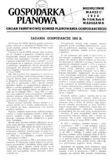 Gospodarka Planowa : Organ Państwowej Komisji Planowania Gospodarczego, Rok X, marzec 1955, nr 3 (114)