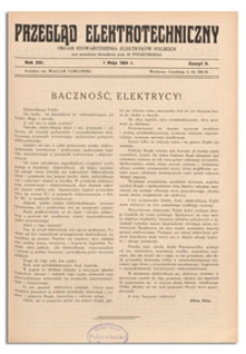 Przegląd Elektrotechniczny. Rok XVI, 1 Maja 1934, Zeszyt 9