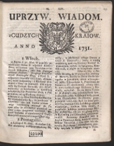 Uprzywilejowane wiadomości z cudzych kraj&oacute;w. R. 1731 Nr 54