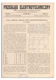 Przegląd Elektrotechniczny. Rok XVI, 15 Maja 1934, Zeszyt 10