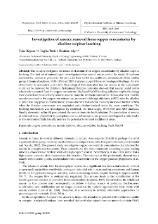 Investigation of arsenic removal from copper concentrates by alkaline sulphur leaching
