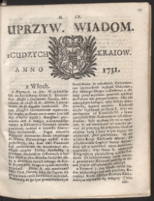 Uprzywilejowane wiadomości z cudzych kraj&oacute;w. R. 1731 Nr 60