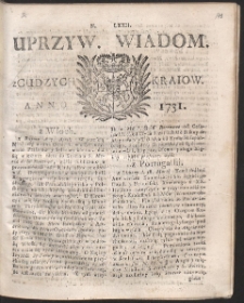 Uprzywilejowane wiadomości z cudzych kraj&oacute;w. R. 1731 Nr 72
