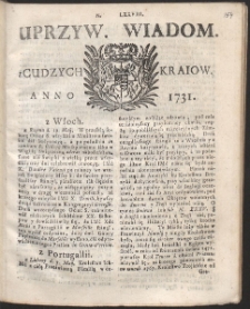 Uprzywilejowane wiadomości z cudzych kraj&oacute;w. R. 1731 Nr 78
