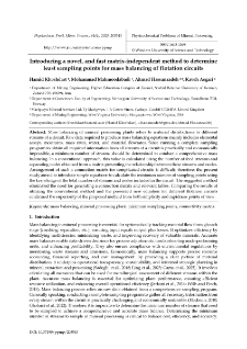 Introducing a novel, and fast matrix-independent method to determine least sampling points for mass balancing of flotation circuits
