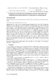 Comparison of micellar liquid chromatography systems with buffer and simulated body fluid solutions as component of mobile phases