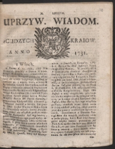 Uprzywilejowane wiadomości z cudzych kraj&oacute;w. R. 1731 Nr 87