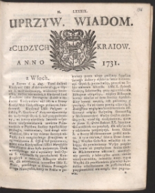 Uprzywilejowane wiadomości z cudzych kraj&oacute;w. R. 1731 Nr 89