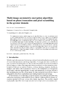 Multi-image asymmetric encryption algorithm based on phase truncation and pixel scrambling in the gyrator domain