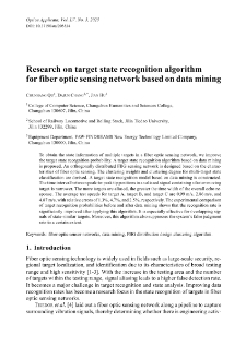Research on target state recognition algorithm for fiber optic sensing network based on data mining