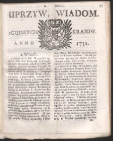 Uprzywilejowane wiadomości z cudzych kraj&oacute;w. R. 1731 Nr 98