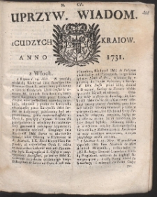 Uprzywilejowane wiadomości z cudzych kraj&oacute;w. R. 1731 Nr 105