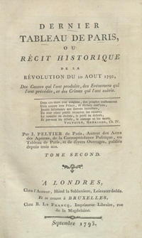 Dernier Tableau De Paris Ou Récit Historique De La Révolution Du 10 Aout 1792 [...]. T. 2