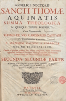Angelici Doctoris Sancti Thomae Aquinatis Summa Theologica In Quinque Tomos Distributa. Ps. 3