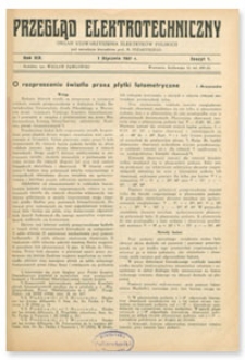 Przegląd Elektrotechniczny. Rok XIX, 1 Stycznia 1937, Zeszyt 1