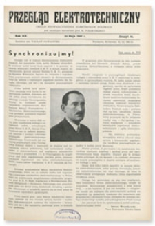 Przegląd Elektrotechniczny. Rok XIX, 23 Maja 1937, Zeszyt 10