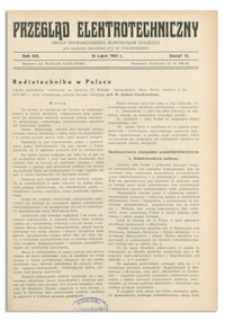 Przegląd Elektrotechniczny. Rok XIX, 15 Lipca 1937, Zeszyt 14