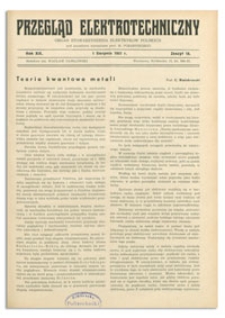 Przegląd Elektrotechniczny. Rok XIX, 1 Sierpnia 1937, Zeszyt 15