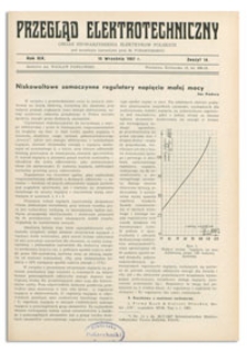 Przegląd Elektrotechniczny. Rok XIX, 15 Września 1937, Zeszyt 18