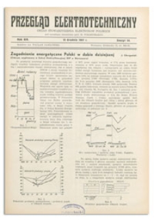 Przegląd Elektrotechniczny. Rok XIX, 15 Grudnia 1937, Zeszyt 24