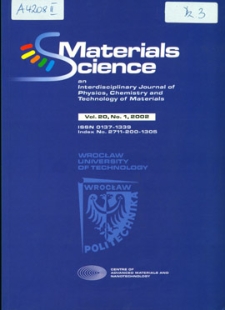Materials Science : An International Journal of Physics, Chemistry and Technology of Materials, Vol. 20, 2002, nr 1