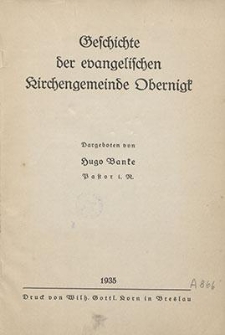Geschichte der evangelischen Kirchengemeinde Obernigk
