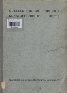 Quellen zur Schlesischen Kunstgeschichte. Heft 3