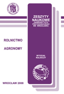 Zeszyty Naukowe Uniwersytetu Przyrodniczego we Wrocławiu. Rolnictwo 92, 2008