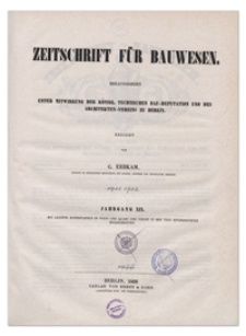 Zeitschrift für Bauwesen, Jr. XIX, 1869, H. 1-3